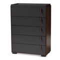 Baxton Studio Rikke Two-Tone Gray and Walnut Finished Wood 5-Drawer Chest 152-9149